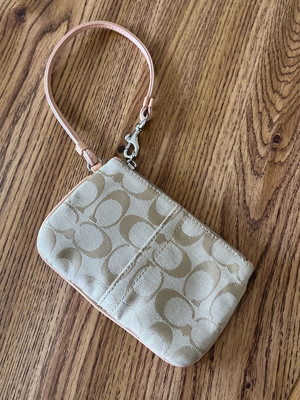 Coach Beige Signature Canvas Wristlet
